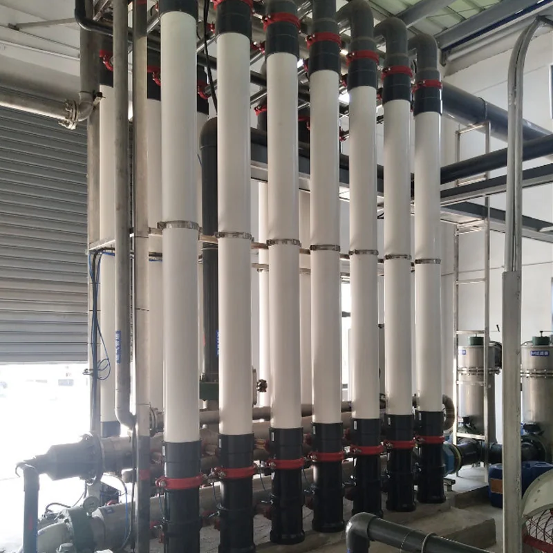 Vertical tubular membrane equipment at the 500 m³/d chemical wastewater Air-Lift MBR project