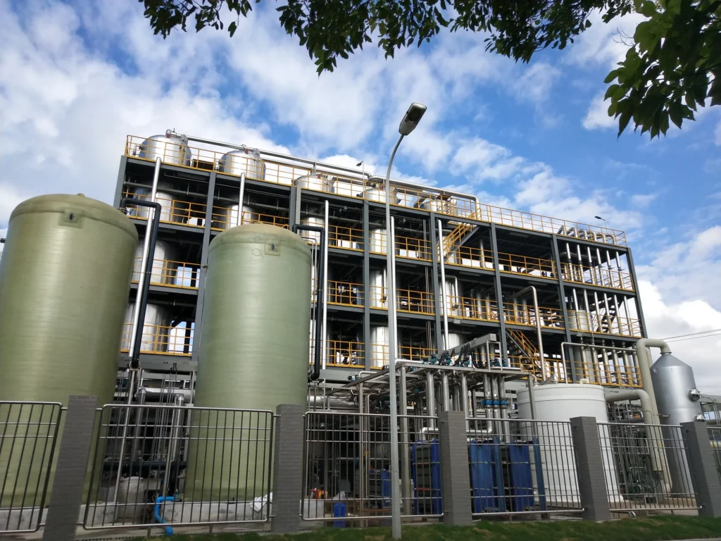 Process equipment at the 2,000 m³/d Aged Landfill Leachate Ammonia Stripping and Recovery Project